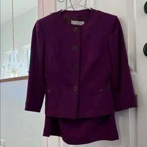 Tahari Deep Purple Blazer and Skirt Ensemble